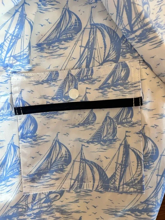 EUC BEAUFORT BONNET SIZE 6 Blue & White Sailboat Rain Jacket - Picture 8 of 9